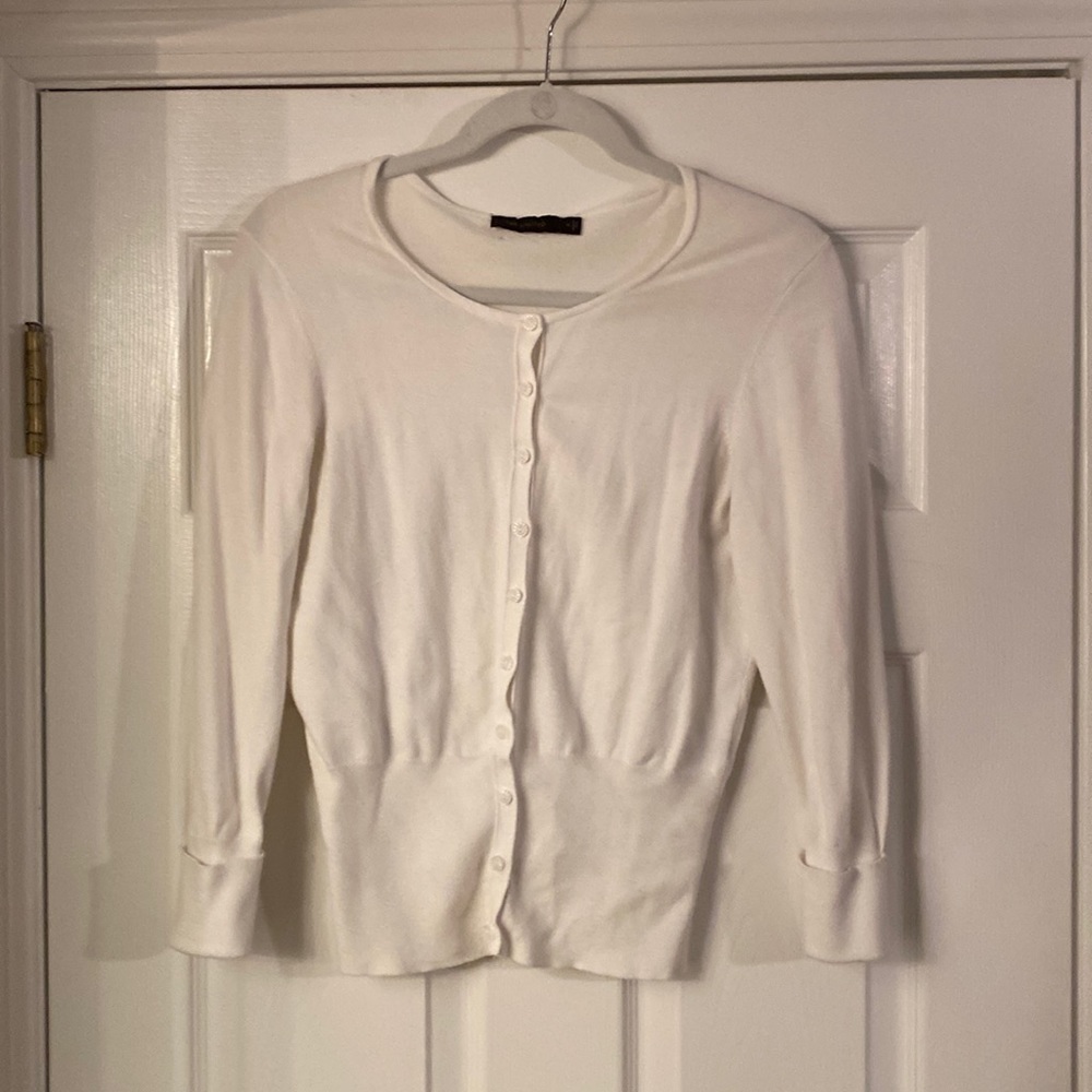 The Limited White cardigan sweater, size M (small), cuffed mid length sleeves.